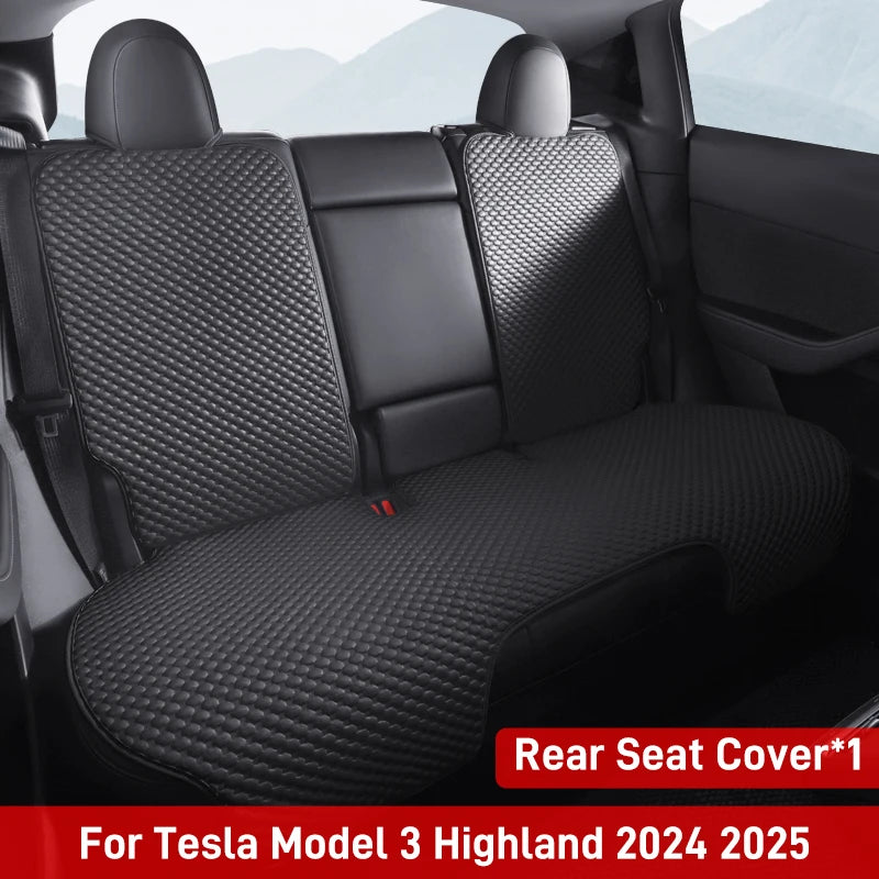 For Tesla Model 3/Highland 3 For 2020-2024 Model 3 Car Seat Cover 5-Seat Ice Silk Seat Cushion Summer Breathable Car Mat Pad