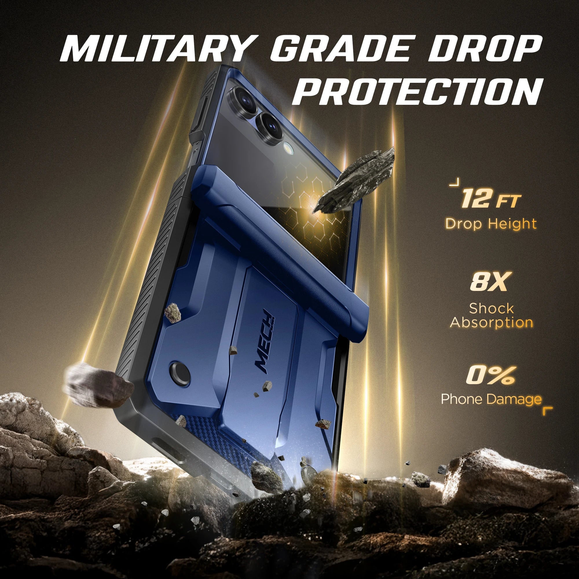 For Galaxy Z Flip 7 Case with Kickstand & 360° Rotatable Belt-Clip Built-in Privacy Screen Protector Hinge Protection Phone Case