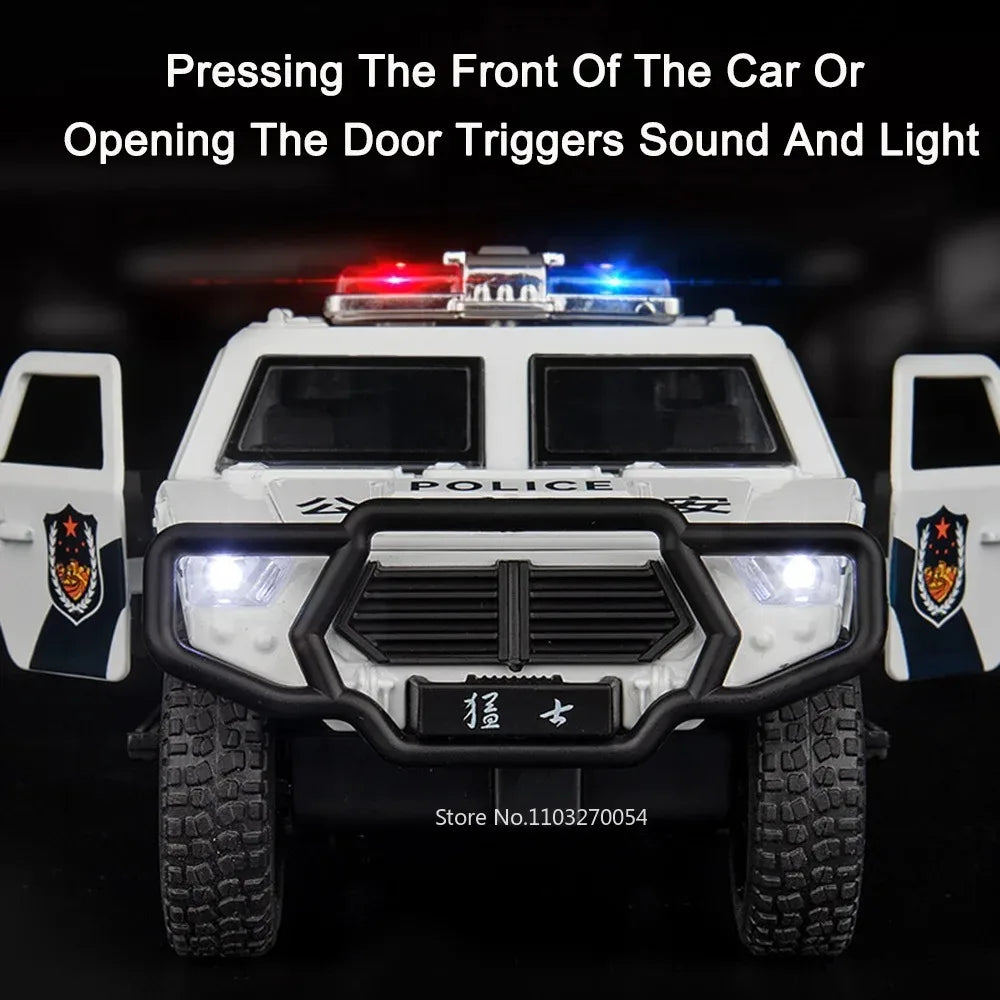 1:32 DongFeng MengShi Honda Accord Police Car Model Toy Metal Diecast Pull Back Doors Opend Vehicles Models Boys Holiday Gifts