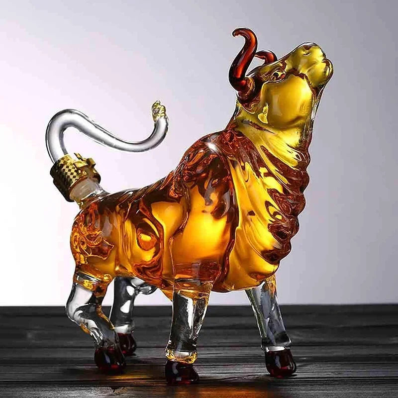 OX YEAR Whisky Glass Cow Decanter Whiskey Animal Bull Shaped Home Bar Wine Bottle For Liquor Scotch Drinkware Gift 1L Glassses