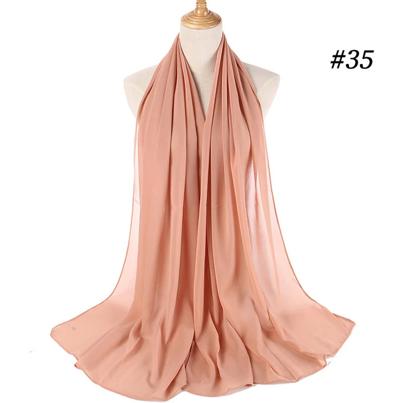 Muslim Chiffon Hijab Women Bubble Chiffon Scarf For Women Ladies Veil Muslim Islam Solid Color Malaysia Wrap Scarves