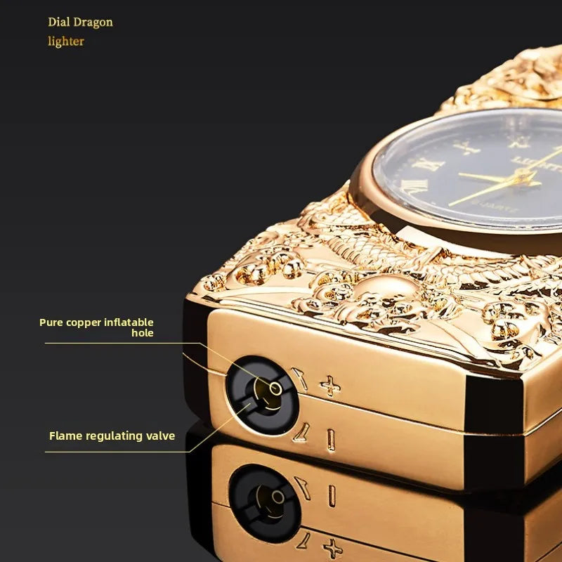 Personalized Quartz Dial Direct Flame Inflatable Lighter, Embossed Pattern To Give Boyfriend Exquisite Gifts, Cigarette Lighter