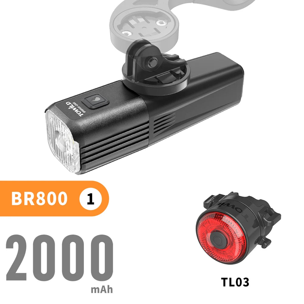 BR800 Bike Light with Tail Light USB Rechargeable LED MTB Front Lamp Headlight Aluminum Flashlight Bicycle Light