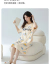 Women’s Cotton Nightgown – Korean Style Cute Print, Summer Short Sleeve Sleepwear Dress
