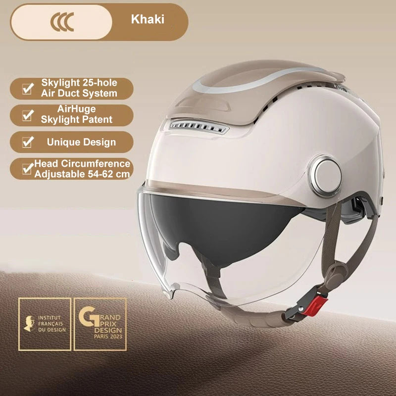 Open Face Electric Bike Helmet With Dual Visor