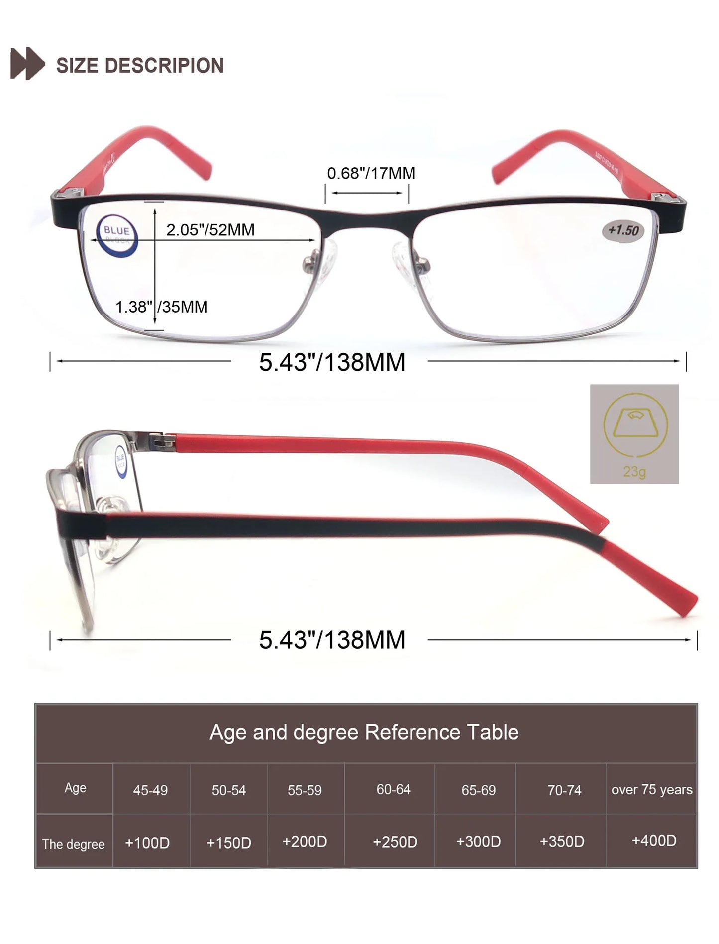 Blue light blocking Reading Glasses for Women Men Women Metal Frame Magazine Readers Magnifier Presbyopia Lens Eyewear +1.0~3.5