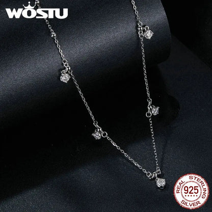 0.5CT Moissanite Bead Chain Necklace For Women 925 Sterling Silver Diamond Cut Starry moissanite Neckalces