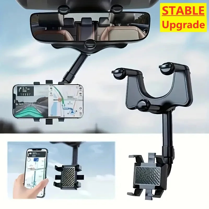 360 Car Phone Holder Rearview Mirror Mount Car Bracket Navigation Stand Foldable Adjustment Mobile Cell Phone Support in Car