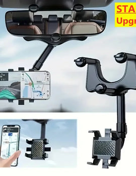 360 Car Phone Holder Rearview Mirror Mount Car Bracket Navigation GPS Stand Foldable Adjustment Mobile Cell Phone Support in Car