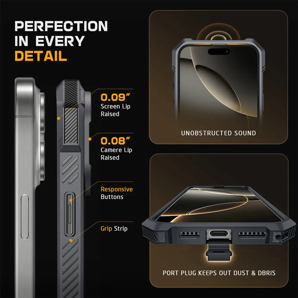 For iPhone 16 Pro Max Case with Camera Control Capture Button UB Grip Heavy Duty Rugged  Phone Case with Stand