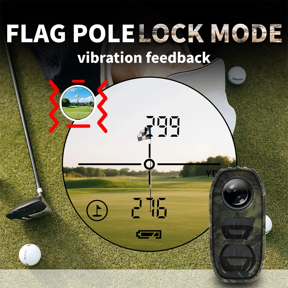 Camouflage Rechargeable Golf & Hunting Laser Rangefinder with Flag-Lock Vibration