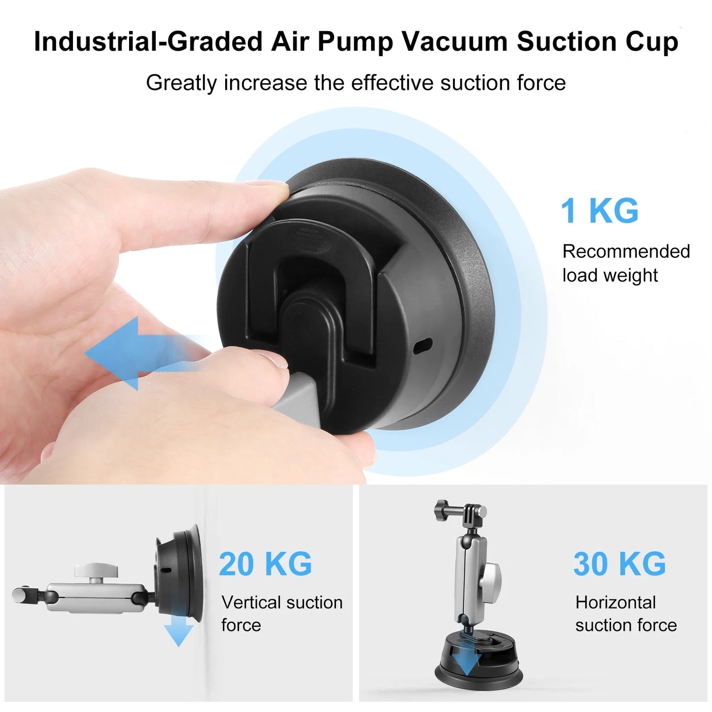 Car Suction Cup Arm Mount with Mount Adapter & Long Screw for Gopro / DJI / Insta360 X3 and other Sports Action Camera