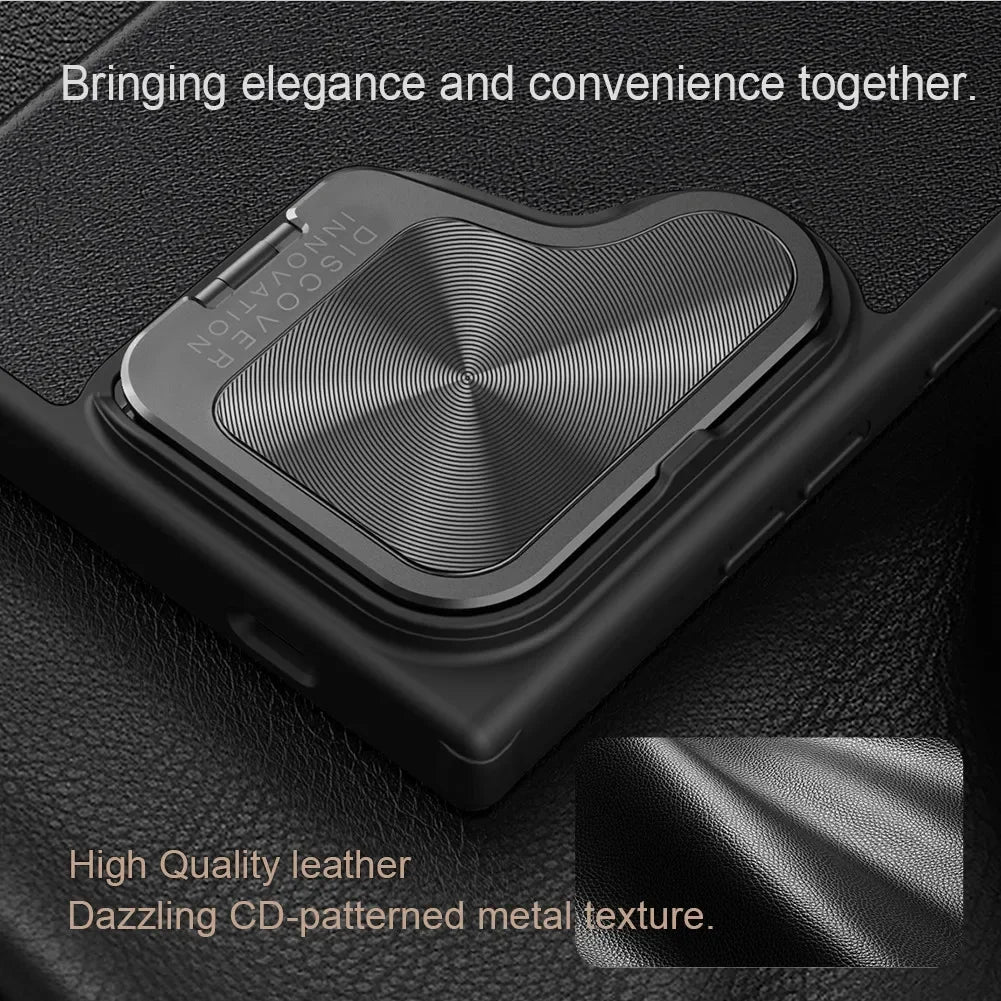 Luxury Flip QIN ProP Leather Case For Samsung Galaxy S24 Plus Phone Case Shockproof Camera Flip Protection Case