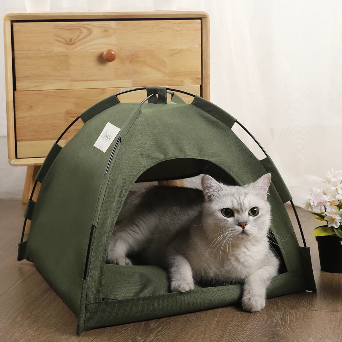 Clamshell Pet Tent Bed House for Cats and Small Dogs