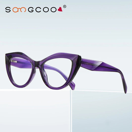 HONGMEI Unique Design Myopia Prescription Glasses Women Cat Eye Hyperopia Reading Anti Blue Light Optical Eyeglasses Frame2166