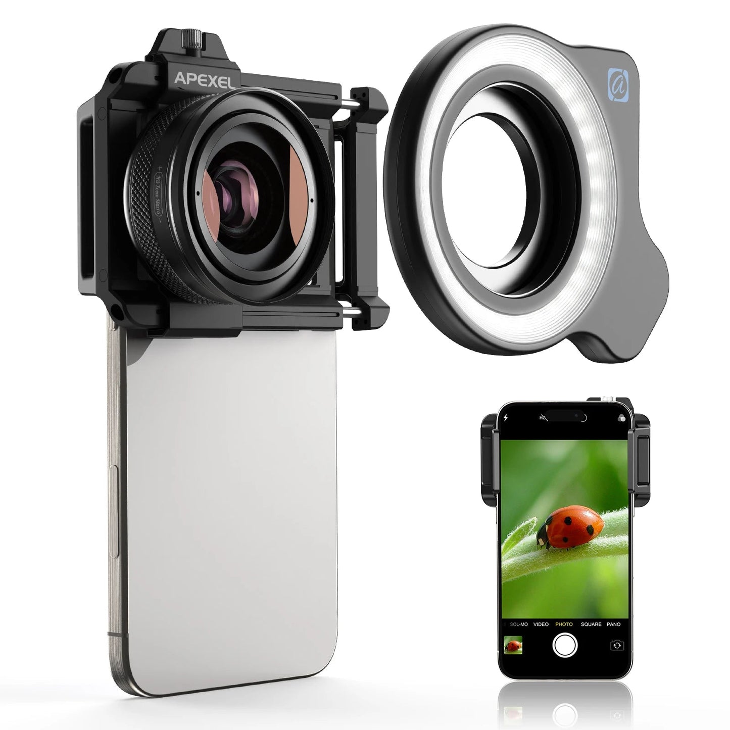10X to 20X Zoom Macro Smartphone Lens with Fill Light