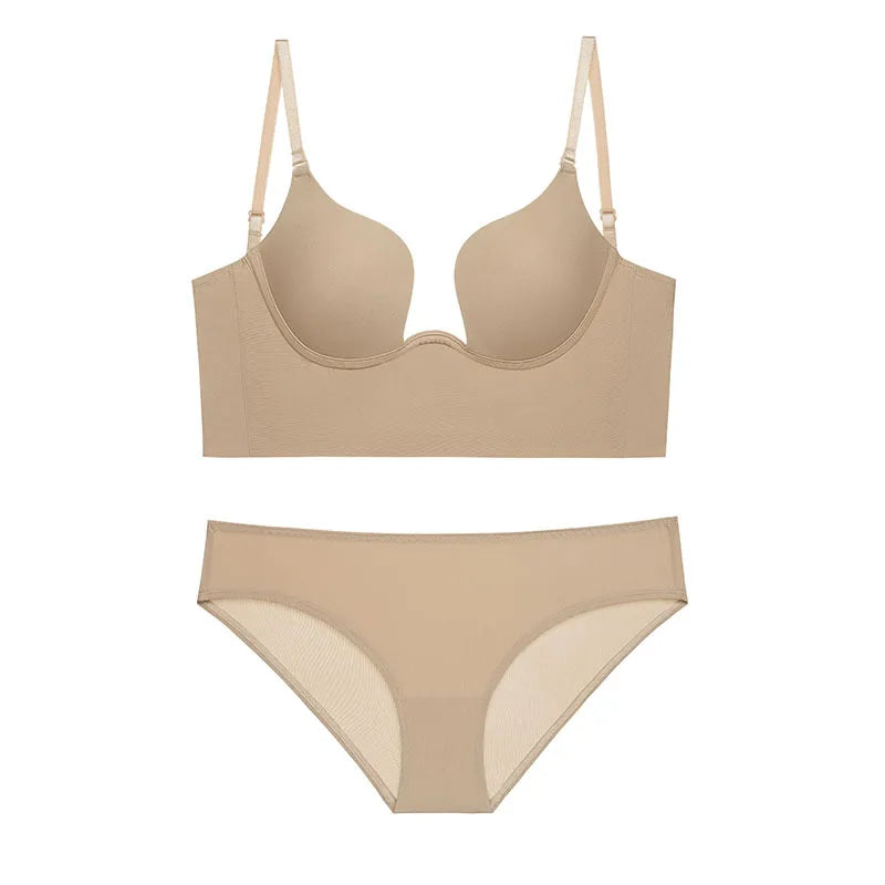 Womens Deep Plunge Underwire Push Up Bra
