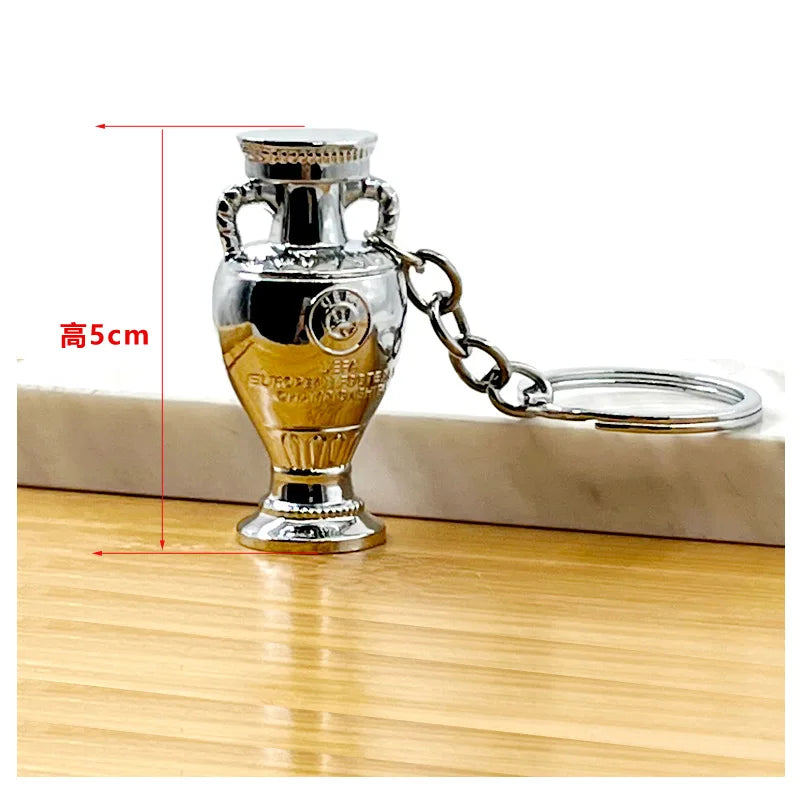 Football Trophy Metal Keychain Soccer Fan Collectible Pendant Gift