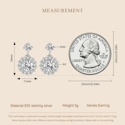 2.6 Ct D VVS Moissanite Drop Dangle Wedding Earrings