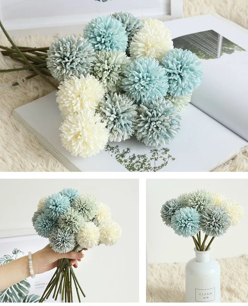 5pcs Artificial Hydrangea Flowers Bouquet for Home Flower Arrangement Decoration Wedding Table Christmas Decoration Dandelion