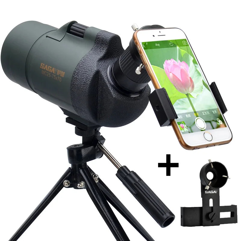Professional Spotting Scope, Monocular Telescope,  Waterproof Telescope, Hunting Bird Watching Target, MC25-75x70 Zoom