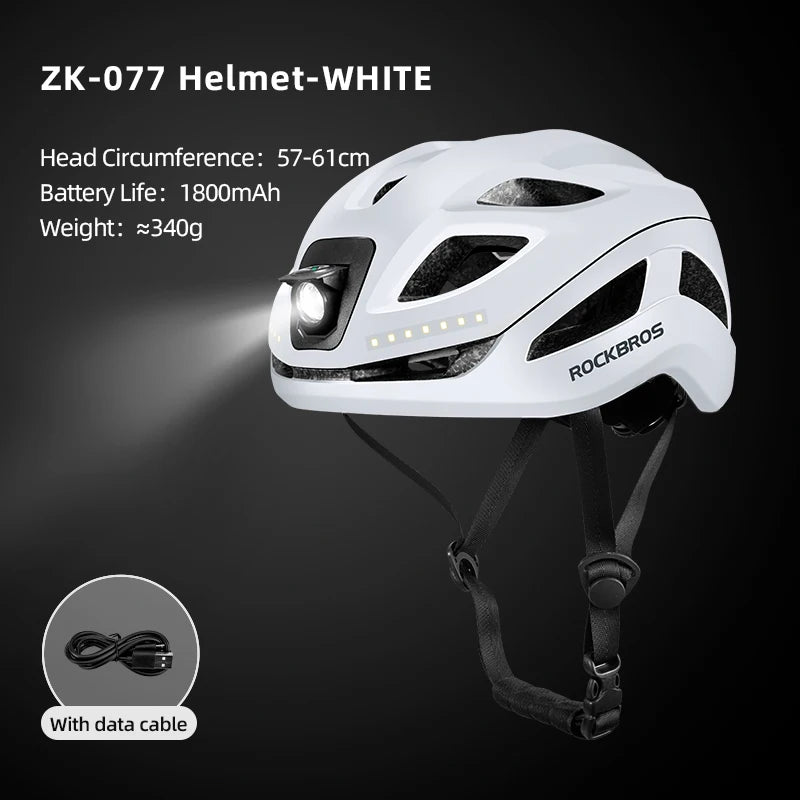 Bicycle Light Helmet Type-C Rechargeable Front + Rear Light Warning Bike Helmet Head MTB Road Cycling Helmet