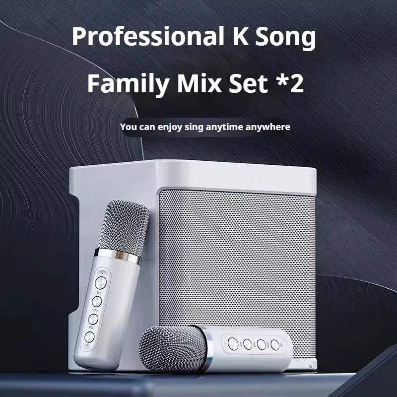 Portable Dual Microphone Karaoke Machine for Adults  Speaker Home KTV System HIFI Stereo Bluetooth Mic