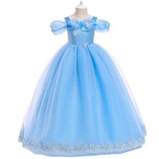 Blue Butterfly Princess Prom Gown