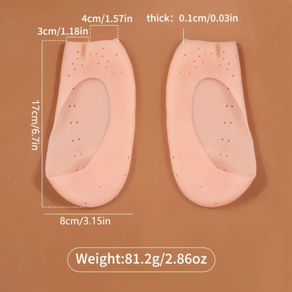 2pcs Soft Silicone Moisturizing Gel Socks for Foot Care Protector Relieve Dry Cracked Peeling Heels Shoes Skin Care Insole