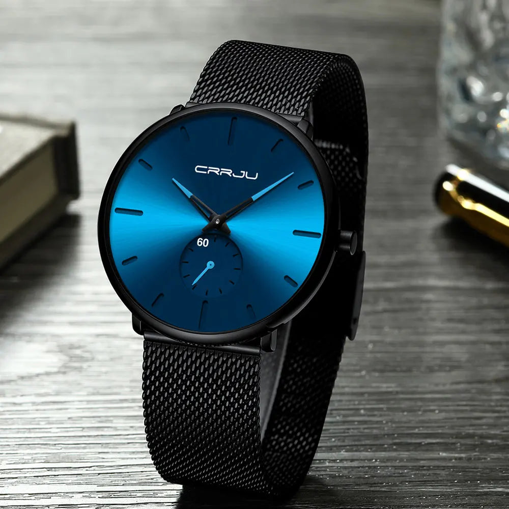 Fashion Mens Watches Top Brand Luxury Quartz Watch Men Casual Slim Mesh Steel Waterproof Sport Watch Relogio Masculino