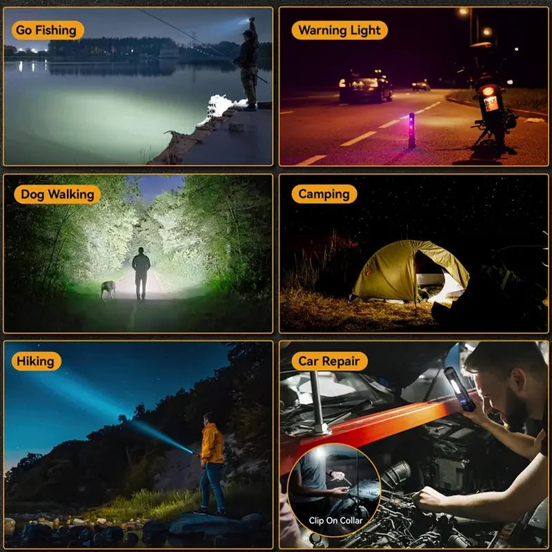 High Power Rechargeable LED Flashlight With Zoom And COB Side Light