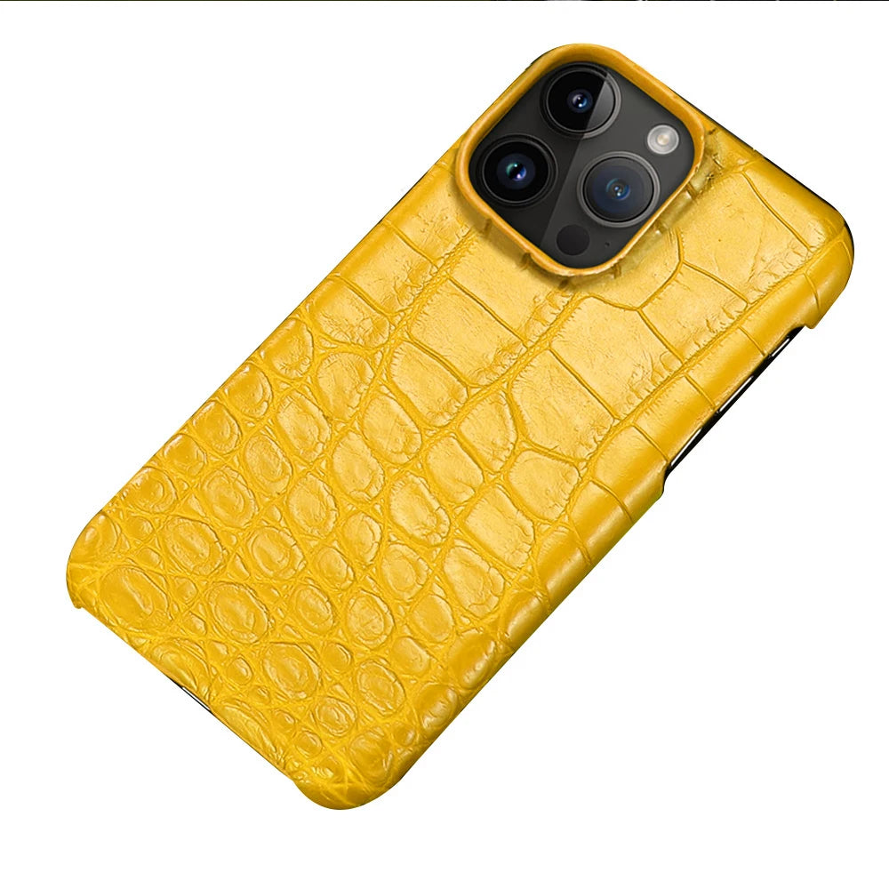Crocodile Real Leather Cases for iPhone 16 15 Pro Max 14 pro max Genuine Leather Fundas Back Bover