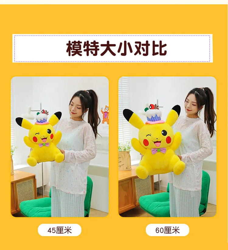 60cm Pokemon Kawaii Pikachu Plush Toy Anime Stuffed Doll Large Pillow Kids Birthday Xmas Gift Pokemon Cake Plushie Arcade