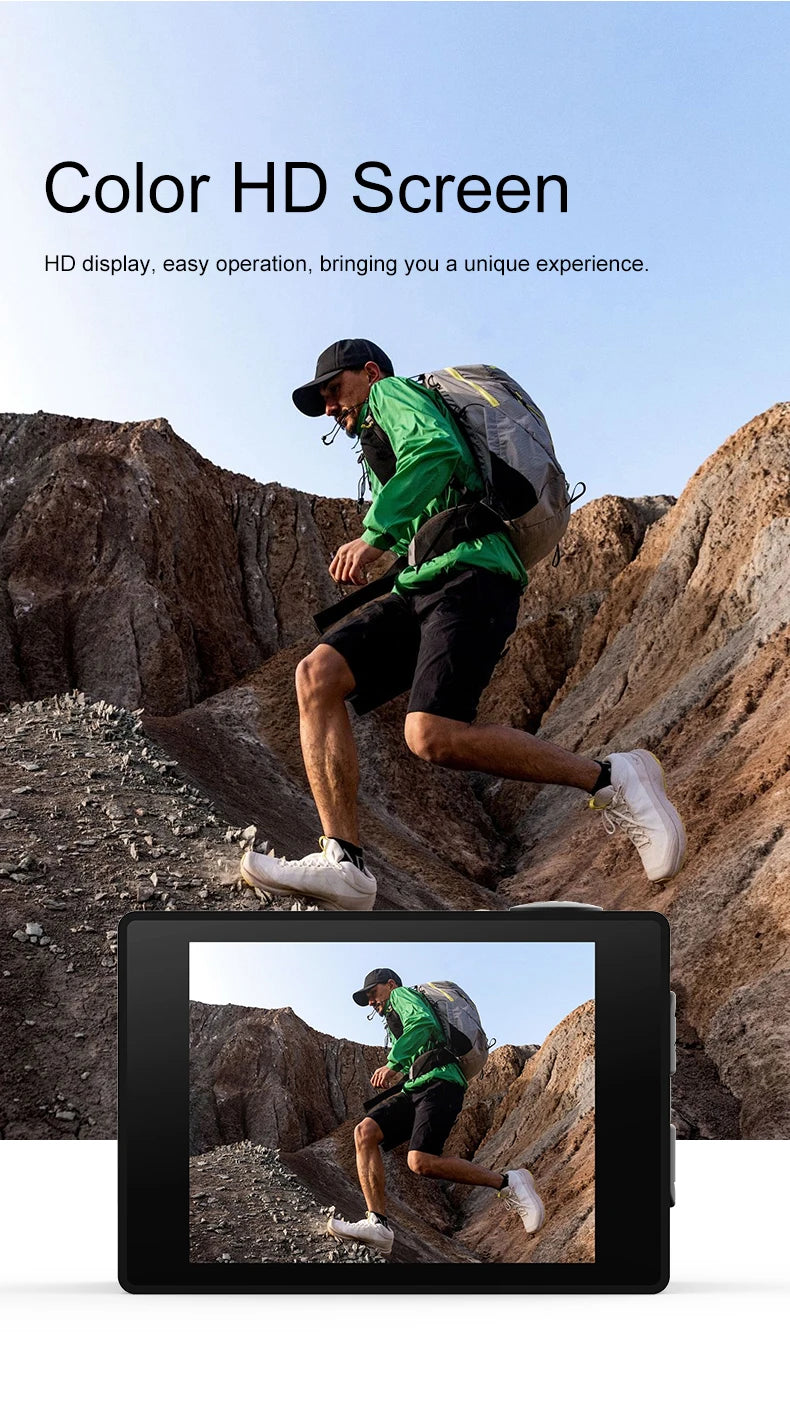 1080P Waterproof Action Camera with 2 Inch IPS Screen 170 Degree Wide Angle Helmet Sports Camera