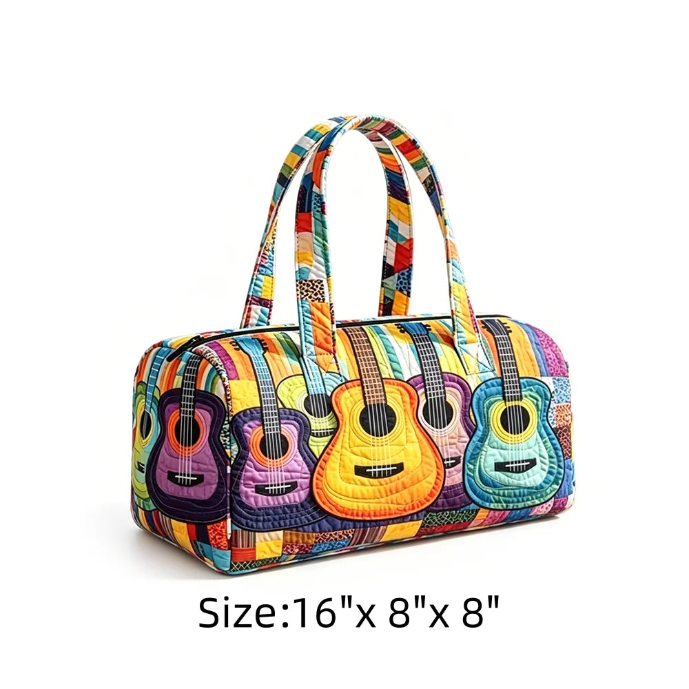 Vintage Animal Print Quilted Duffel Bag Overnight Travel Bag Lightweight Handheld Luggage for Vacation Gym Weekend Getaway