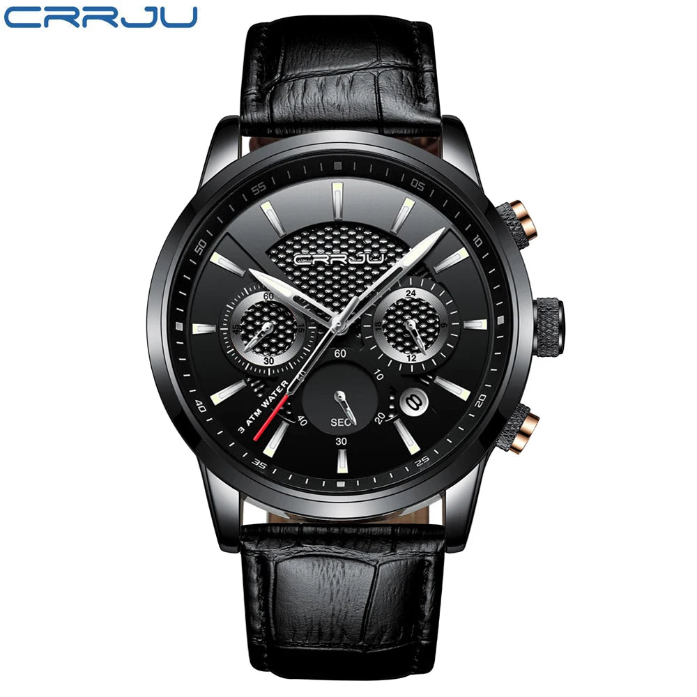 Man Watch Luxury Leather Wrist Watch Casual Chronograph Quartz Waterproof  Hot Sale Wristwatch