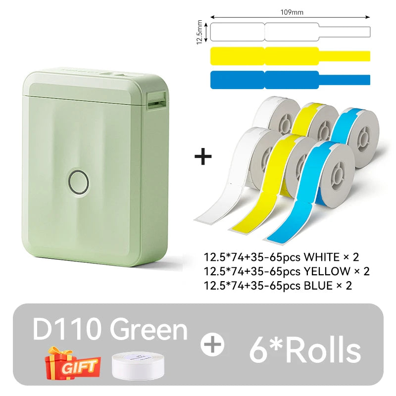 D110 Mini Thermal Label Printer, Bluetooth Portable Pocket Sticker Maker 12–15mm Inkless Label Printer for Home Organization