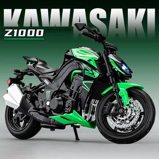 1:12 Kawasaki Z1000 Alloy Die Cast Motorcycle Model Toy Vehicle Collection Sound and Light Off Road Autocycle Toys Car