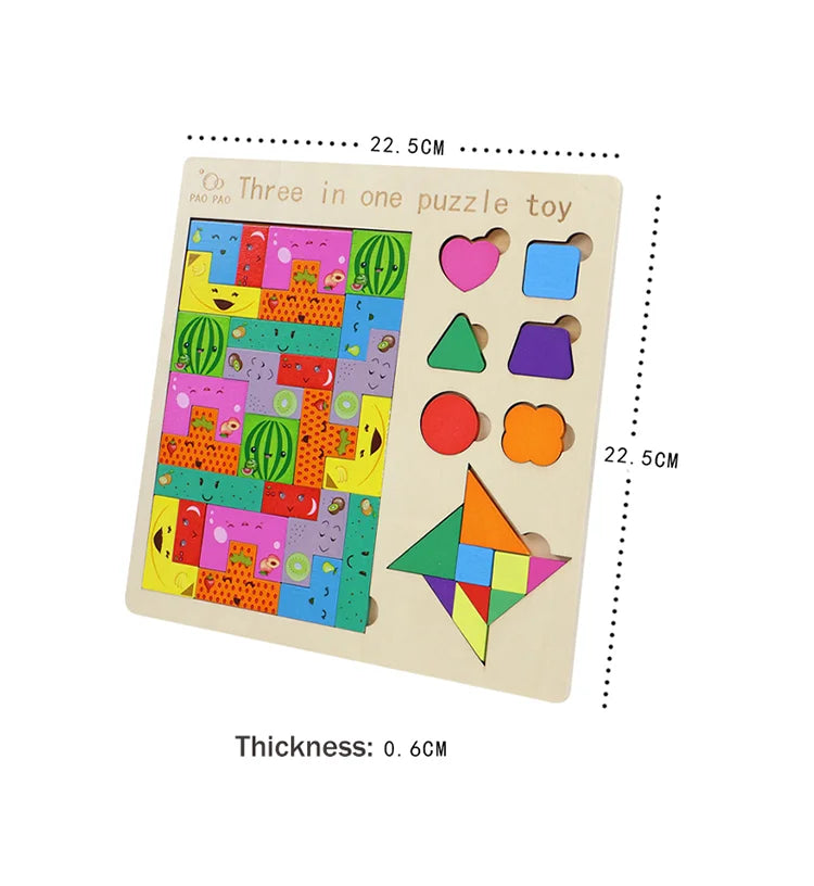 Montessori Wooden Educational Shape and Number Matching Puzzle Board