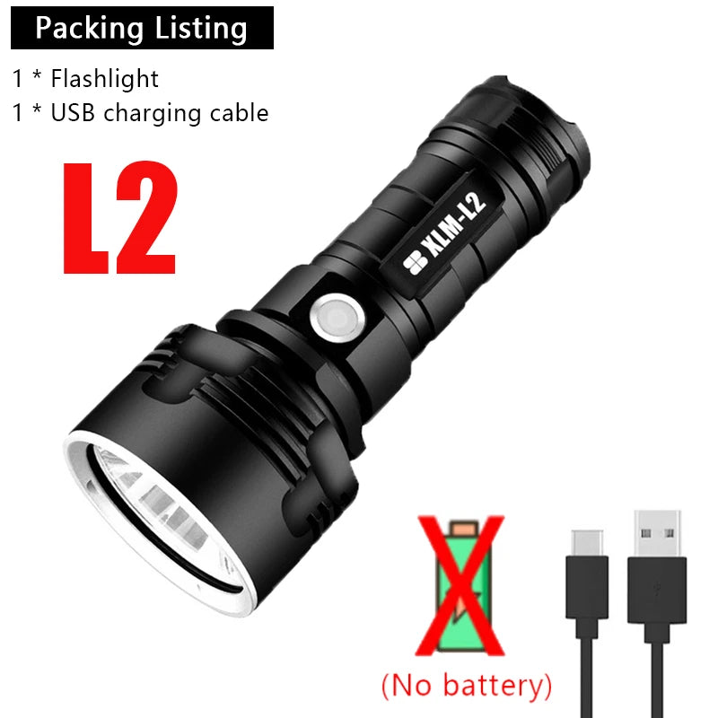 P70 LED Flashlight High Power USB Rechargeable Torch 26650 Battery Waterproof Outdoor Camping Light