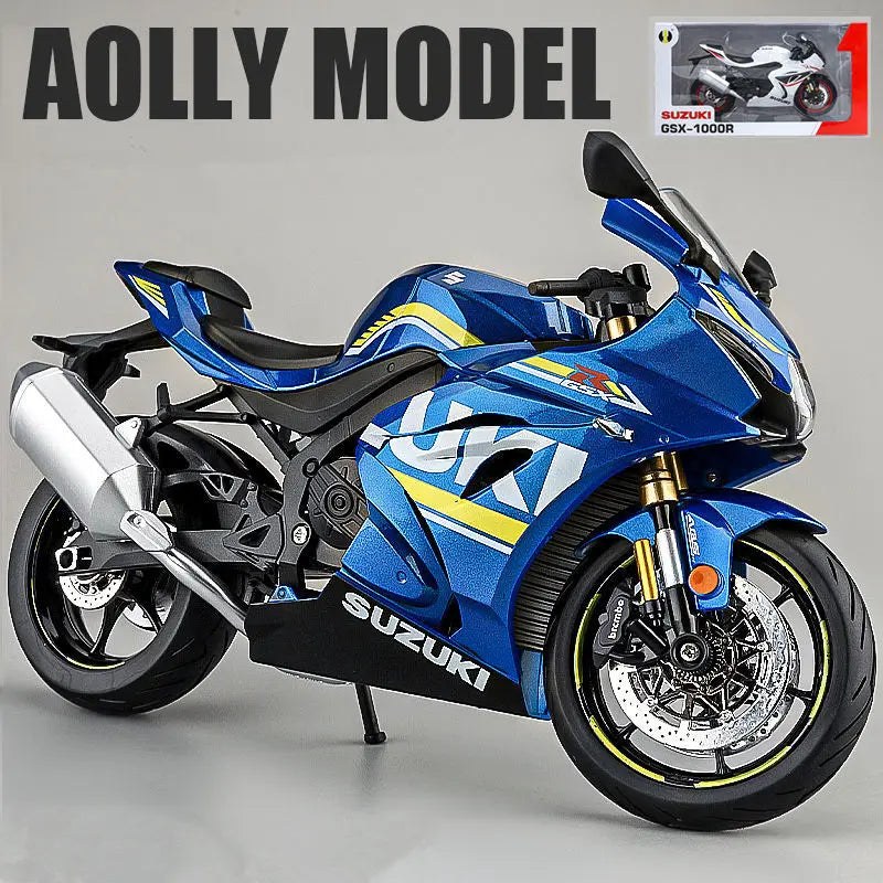 Diecast Suzuki GSX 1000R Racing Motorcycle Model 1 to 9 Scale