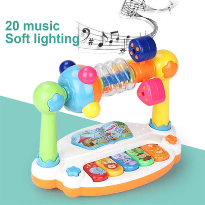 Montessori Baby Musical Piano Toys Rotating Piano with Light Sound Keyboard  Musical  Educational Toys for Boys Girls Gift