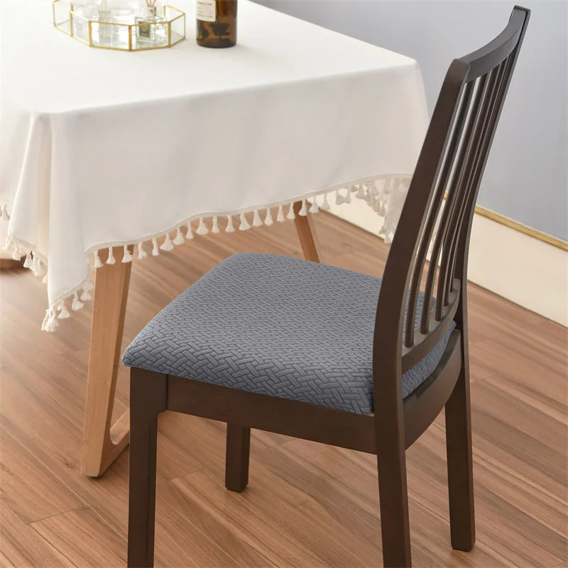 4pcs/set Stretch Dining Chair Seat Covers Jacquard Elastic Upholstered Chairs Cushion Slipcover Anti-Dirty Protector Removable