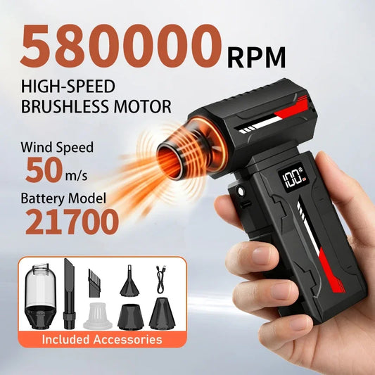 580000 RPM Mini Turbo Jet Air Blower Cordless Air Duster With LED Light