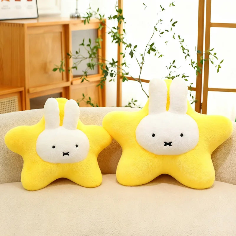 New Kawaii Miffy Stuffed Doll Miffy Star Pillow Plush Toy for Kids Anime Birthday Gift Soft Cuddly Sleeping Buddy for Girls
