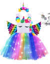 Girl Unicorn Dresses for Girls Tutu Princess Party Dresses with LED Lights Flower Birthday Party Cosplay Costume Girls Clothing