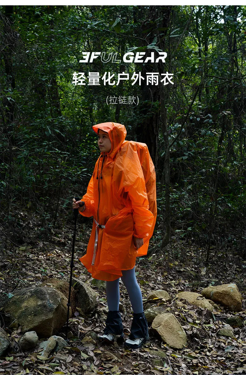 Ultralight Waterproof Nylon Rain Poncho for Hiking Cycling and Camping