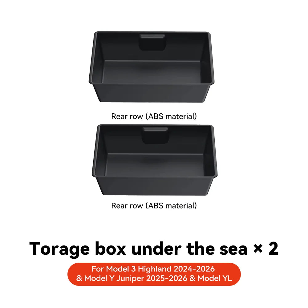 Under Seat Storage Drawer Organizer for Tesla Model Y 2021 2024 Felt ABS Hidden Storage Box