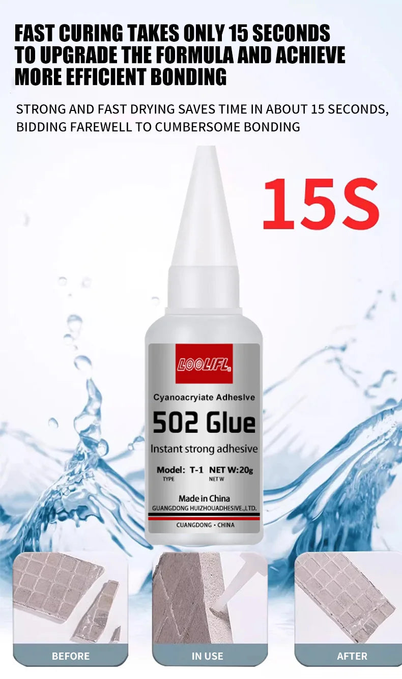 1-5pcs 502 Super Glue Instant Quick-drying Cyanoacrylate Adhesive Leather Rubber Wood Metal Strong Bond Liquid Glue Tool