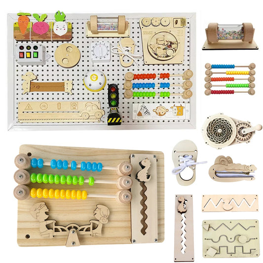 Montessori Busy Board DIY Accessories Wooden Toys Busyboard Fine Motor Skills Activity Board Educational Toys for